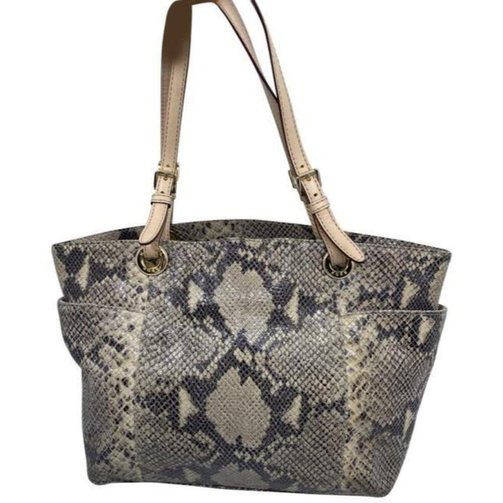 michael kors bag snake print beige black leather t